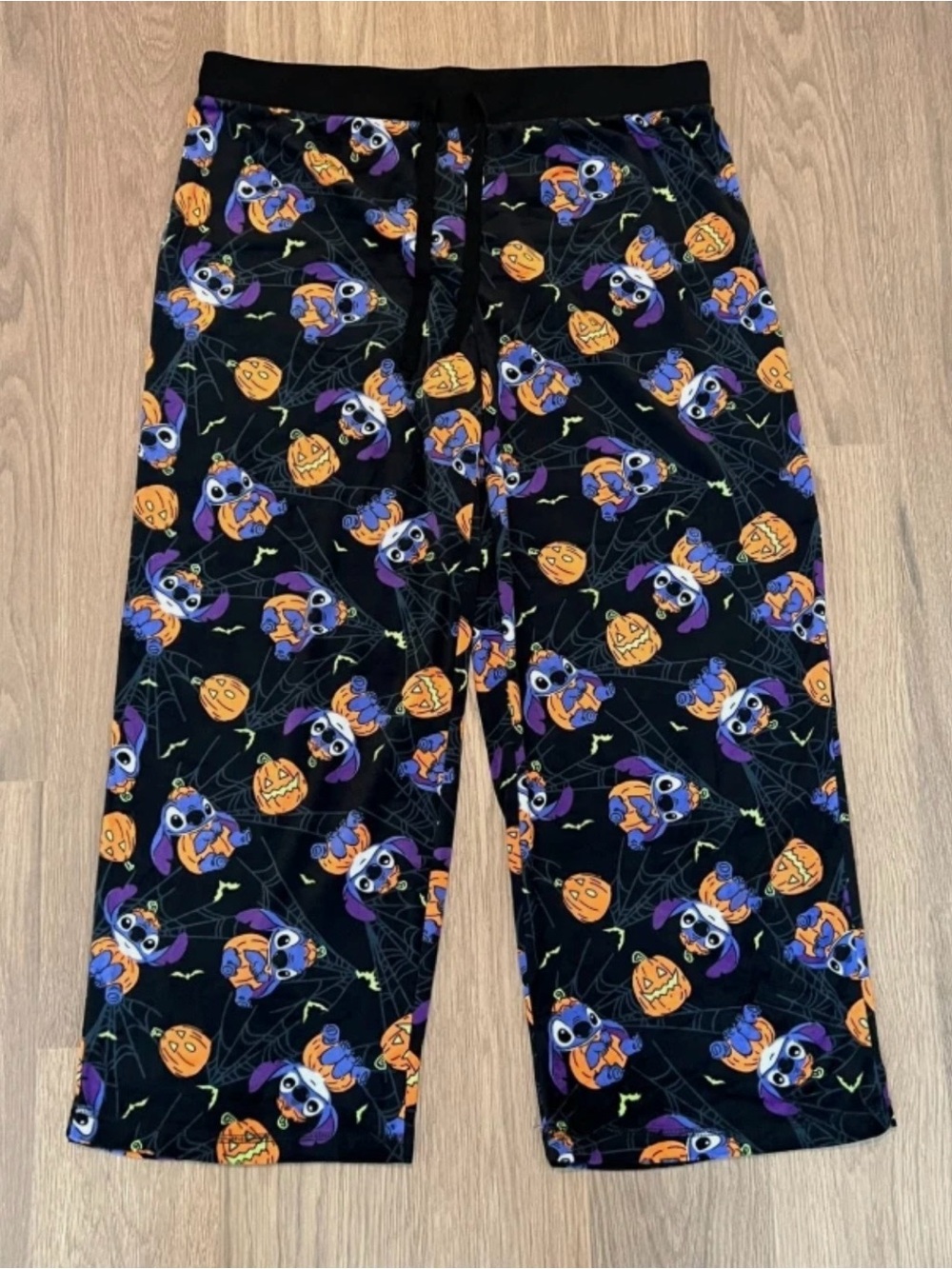 2X 2XL Womens Disney STITCH PJs Pants Pajamas Halloween Spiderweb Pumpkin Bats